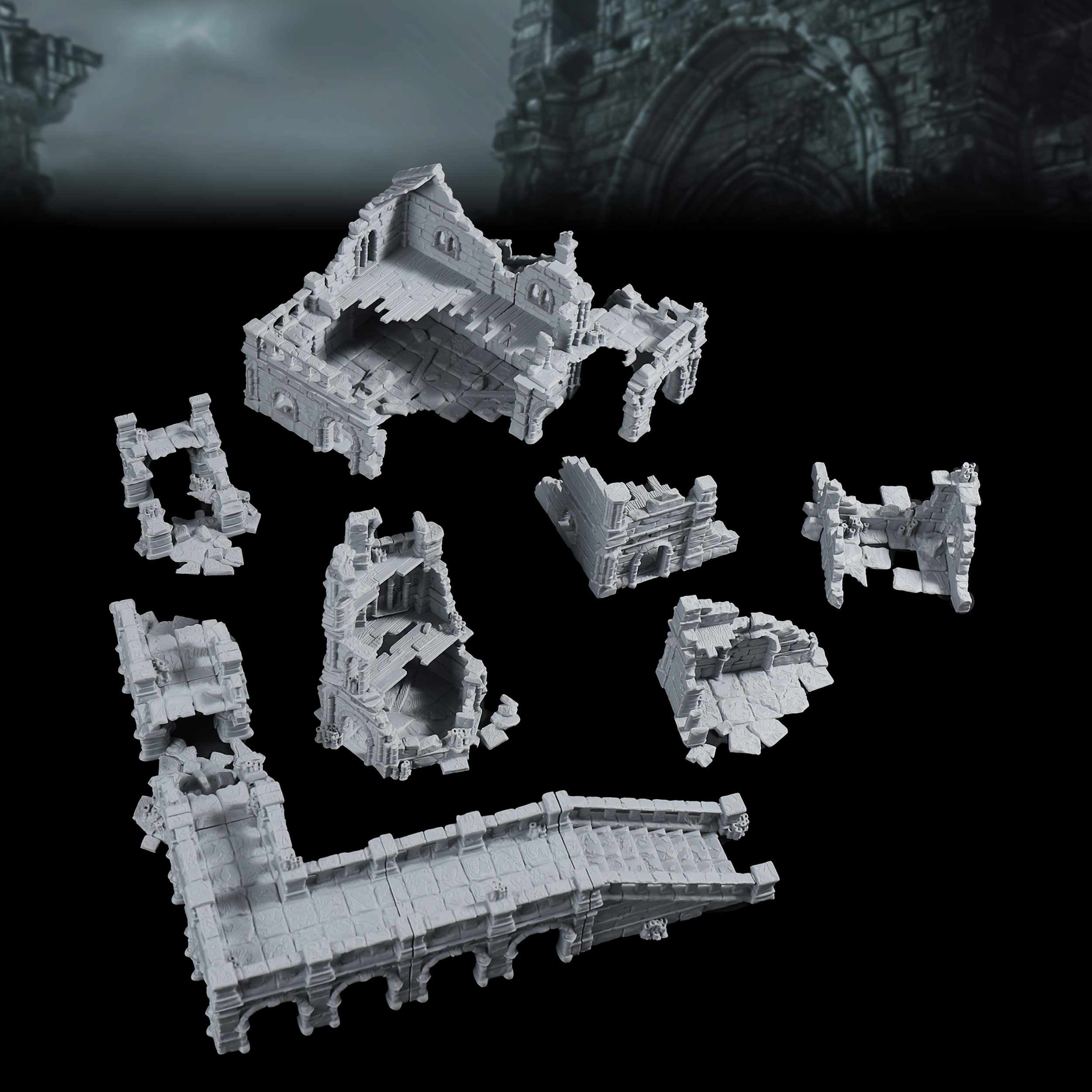 Ruined Noble House and Tower Terrain
